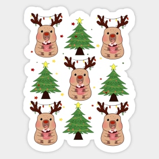 Cute Capybara Christmas Sticker